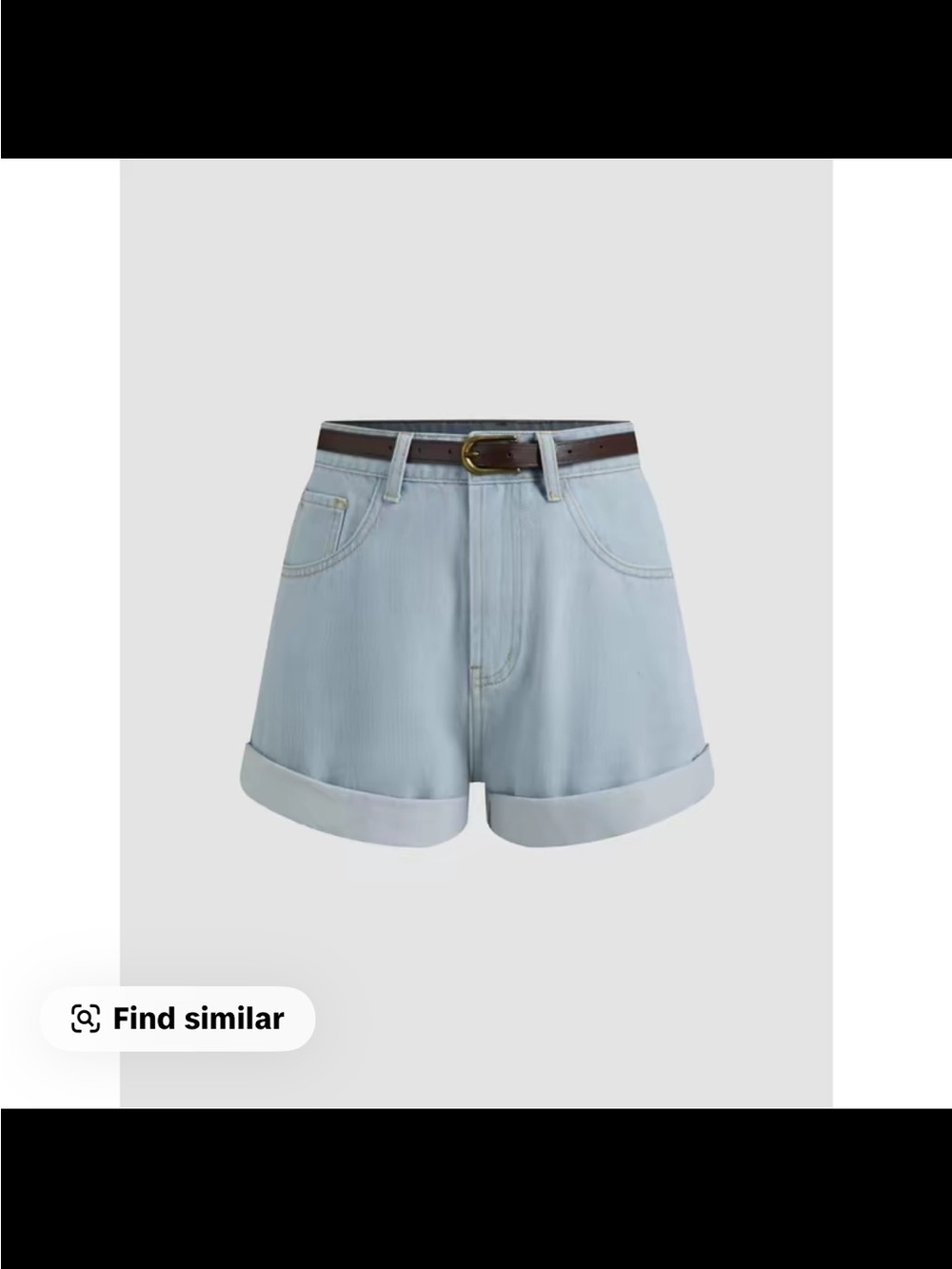 Light Blue High-Waist Rolled Hem Women’s Shorts